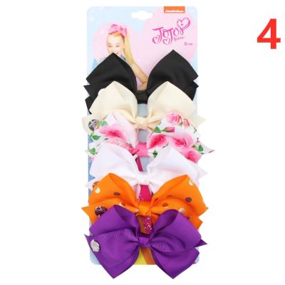 6PcsSet JoJo Bows Jojo Siwa Printed Ribbon Hair Bows Hairgrips Boutique Handmade Knot Hair Clip Hair Accessories