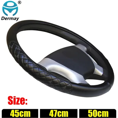 Large Size 45cm 47cm 50cm Car Steering Wheel Cover Micro Fiber Leather Lattice Embossing Non slip For Car Bus Truck High Quality