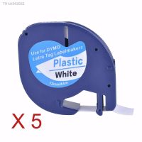 ♣◇☍ 5 Compatible Dymo LetraTag 91201 Black on White (12mm x 4m) Plastic Label Tapes 91331 91221 59422 S0721660