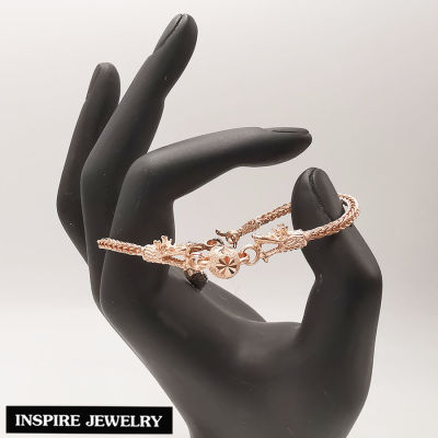 Inspire Jewelry ,สร้อยข้อมือ มังกรคู่อุ้มแก้ว หุ้มทองแท้ 100% 24K งานจิวเวลรี่ งานร้านทอง น้ำหนัก 2 สลึง (ทอง เงิน และนาค)