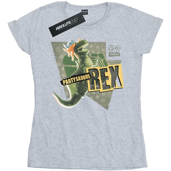 เสื้อยืดพิมพ์ลายแฟชั่น-ดิสนีย์เสื้อยืดลำลอง-disney-womens-toy-story-partysaurus-rex-t-shirt-disney-t-shirt