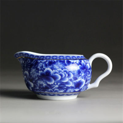 Chinese Teaset Tea Jug Pitcher Jingdezhen Blue and White Porcelain Cup Ceramic Frothing Milk Coffee Latte Pot Drinkware