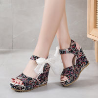 2022 INS Hot Lace Leisure Women Wedges Heeled Women Shoes 2021 Summer Sandals Party Platform High Heels Shoes Woman