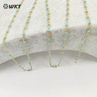 WT-RBC019ล่าสุด Turquoise Stone Beads Rosary Chain In 18K Real Gold Plated Can Made Of Phone Or Sunglass Decoration