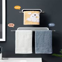 Multifunction Punch-free Stainless Steel Single Folding Towel Rack Kitchen Non-Perforated Hanging Rod Cabinet Door Rag Hanger