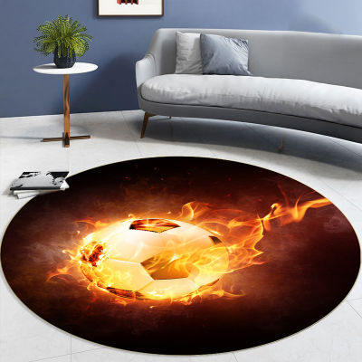 Round Carpet Living Room 3D Printed Anti-Slip Football Carpet Children Bedroom Rug Computer Chair Pad Soccer Mat Home Decoration