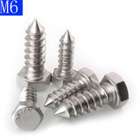 M6 6 มม.304 A2 สแตนเลส COACH สกรู HEX HEAD LAG BOLTS สกรูไม้สกรู Self-Tapping สกรู-asdewrwerds