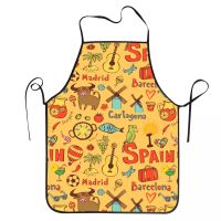 Classic Spanish Culture Apron Women Men Spain Pride Adult Unisex Kitchen Chef Bib Tablier Cuisine Cooking Baking Gardening