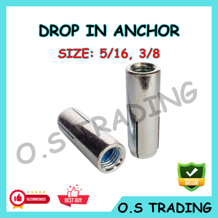 DROP IN ANCHOR / WALL PLUG 1/4 5/16 3/8 1/2 (PIECE) Lazada