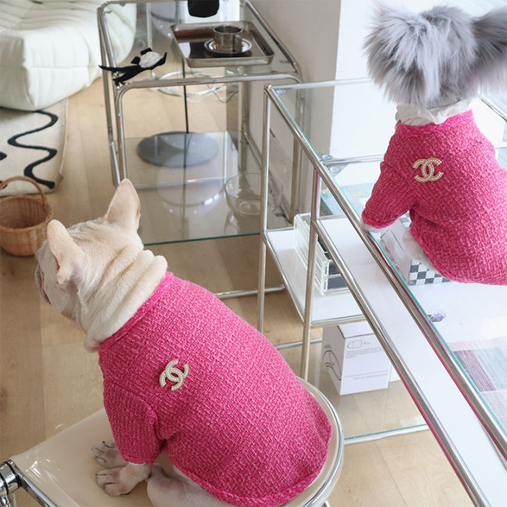 dolltide-ยี่ห้อเสื้อผ้าสัตว์เลี้ยง-haute-couture-shihtzu-สุนัขถักเสื้อ-ladylike-พุดเดิ้ลคาร์ดิแกนยืดหยุ่นเสื้อกับ-camallias-เข็มกลัด