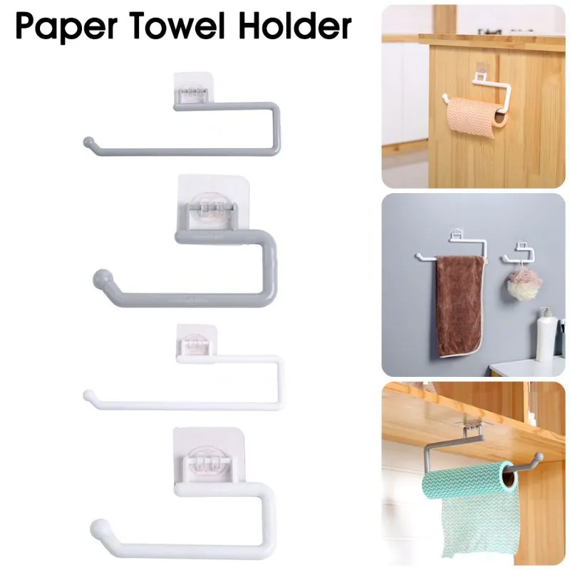 Paper Towel Holder Self Adhesive Stick Under Cabinet Kitchen