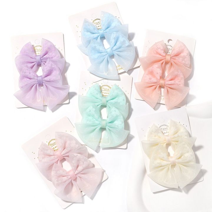 kidsbows-3ชิ้น-เซ็ตใหม่ที่สง่างามสำหรับเด็กผู้หญิงออร์แกนซ่าโบว์ติดผมเด็กหวานปลอดภัยฤดูร้อนแฟชั่นกิ๊ฟหนีบผมผมเจ้าหญิงของขวัญ