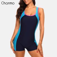 【TAKU Swimsuit】 Charmo One P Iece ผู้หญิงกีฬาชุดว่ายน้ำกีฬาชุดว่ายน้ำ Colorblock ชุดว่ายน้ำเปิดกลับบีชสวมชุดว่ายน้ำแพทช์ทำงานออกกำลังกาย