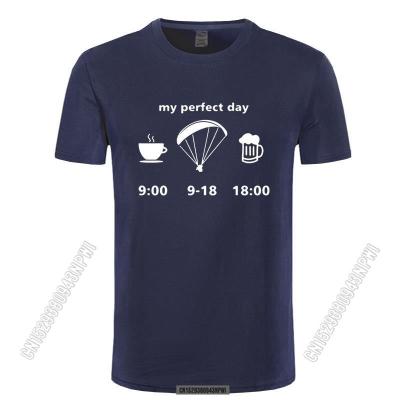 My Perfect Day Evolution Of Paragliding Drink Tea&amp;Beer Funny Print T Shirts Mens Clothing Brand Cotton Chic T-Shirt