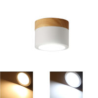 Dimmable LED Flush Mount Downlight,เพดาน Accent แสง Oak Wood 5W 7W 9W 12W เหมาะสำหรับห้องโถงแกลเลอรี่ภาพ220V