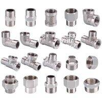 ☎ 1/2 3/4 BSP Female Male Thread Tee Type Reducing Stainless Steel Elbow Butt Joint Pipe Adapter Coupler for Plumbing Fittings