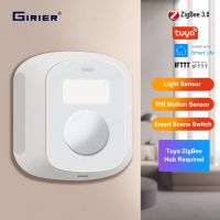 【LZ】 GIRIER Tuya Smart ZigBee Scene Switch with PIR Sensor Human Motion Monitor 3-In-1 Light Detector Works with Smart Life APP