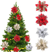 Glittery Fake Flowers For Christmas Merry Christmas Flower Ornaments Christmas Tree DIY Ornaments Glitter Christmas Flowers Artificial Christmas Flower Decorations
