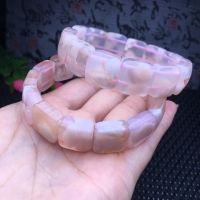 Natural Pink Cherry Agate Gemstone Beads Bracelet Woman Men Stretch 14X14mm Crystal Rectangle Bead Bangle Agatebracelet AAAAAA