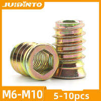 JUIDINTO 5-10pcs ไม้เกลียว NUT M6-M10 ชุบสังกะสี HEX ซ็อกเก็ตไดรฟ์หัวเฟอร์นิเจอร์ถั่วเหล็กคาร์บอน-cijiha