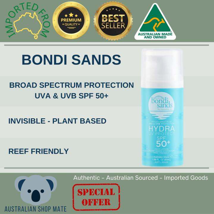 Bondi Sands Hydra Face Lotion, NonGreasy, UV Protect SPF 50+, Broad