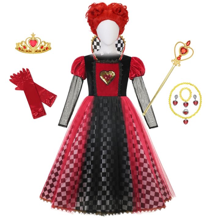 ชุดเดรสเจ้าหญิง-queen-of-hearts-แดงคอสเพลย์ในแดนมหัศจรรย์อลิซเดรสแฟนซีชุดปาร์ตี้วันฮาโลวีนชุดคอสเพลย์ผู้หญิงงานเทศกาล