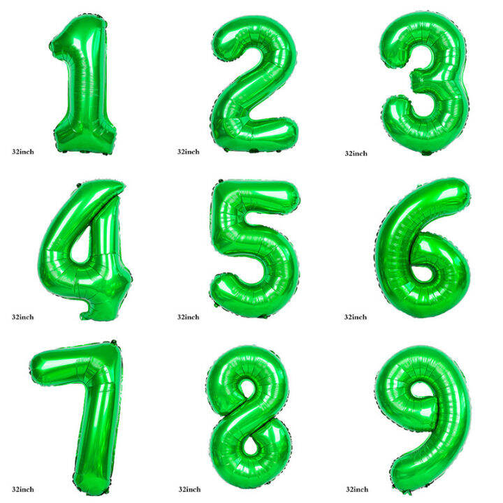 32inch Green Number Balloons Big Foil Balloon Party Supplies For Boy