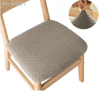 Stretch Jacquard Chair Seat Cover Elastic Dining Chair Seat Cushion Case for Wedding Hotel Restaurant Anti-dirty Removable 1PC