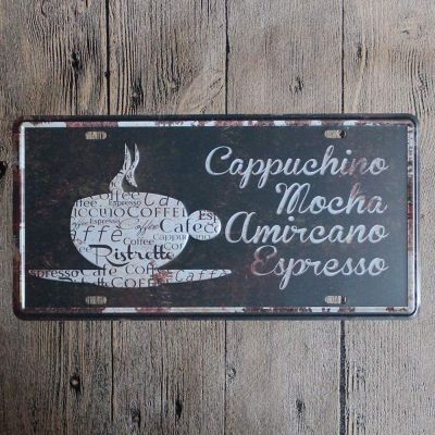 ป้ายโลหะดีบุกกาแฟ Wall Art เหล็กวิลาดหนาพิมพ์โปสเตอร์ตกแต่งผนังสำหรับคาเฟ่ห้องครัวมุมกาแฟหม้อกาแฟ