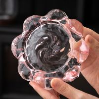 [COD] lotus flower glass bearing dry raising mat kung fu tea set tray saucer