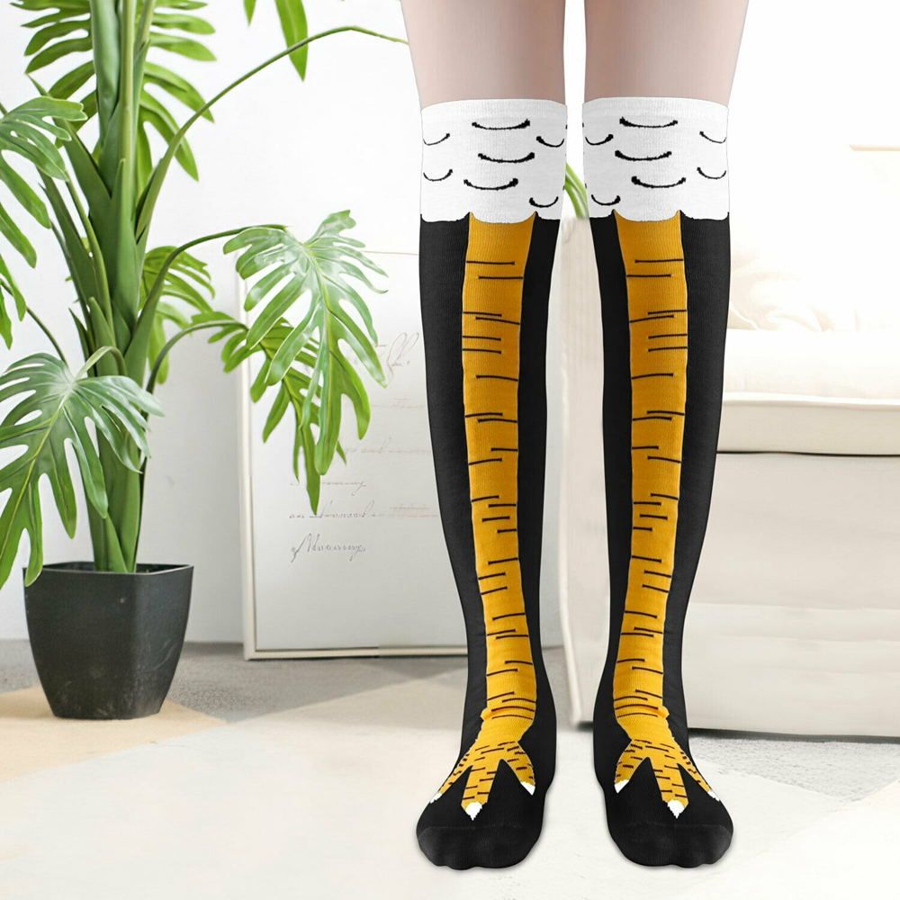 2 Pairs Chicken Legs Knee High Socks 3D Cartoon Animal Thigh High Stockings Cosplay