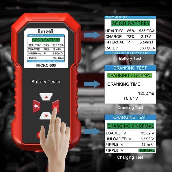 ZZOOI Lancol Micro 500 Car Battery Tester 12V Lithium Battery Test Lead