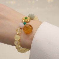 สร้อยข้อมือบุษราคัมสำหรับสุภาพสตรี Charity Duofu Pumpkin Jade Myely Bracelet เครื่องประดับที่เรียบง่ายและเครื่องประดับที่ทำจากหยกเทียนหยก 4GY5