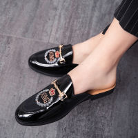 Luxury Designer nd Mens Sandals Slippers Summer Casual Loafers Winter Leather Half Shoes Mules Male Black Slides for Men 2023