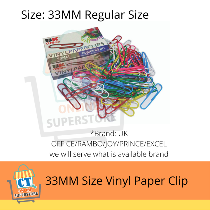 Vinyl Paper Clip Assorted Color (Approximate 80pcs/bx) Lazada PH