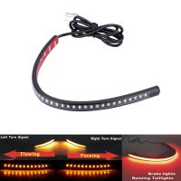 รถจักรยานยนต์ Soft Ruer ไฟเลี้ยวด้านหลังเบรคหยุดหลอดไฟ SMD3528 12V ยืดหยุ่น Universal 36 LED Light Bar Strip Flowing