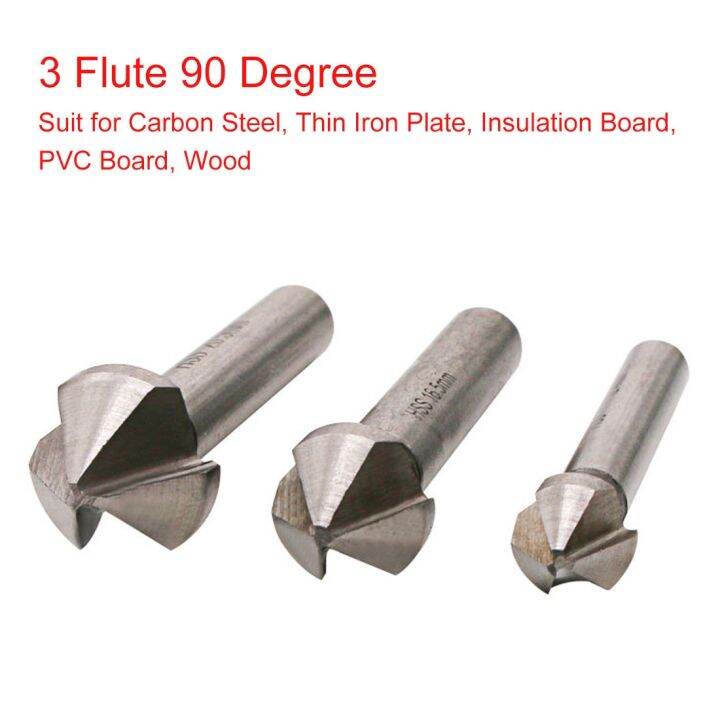 1pcs-3-flute-90-degree-countersink-drill-bit-round-handle-hss-wood-steel-chamfer-cutter-6-3-20-5mm-for-carbon-steel-pvc