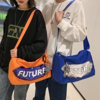 [COD] Korean ins trendy cool all-match casual stitching transparent letters male and female students Messenger bag shoulder