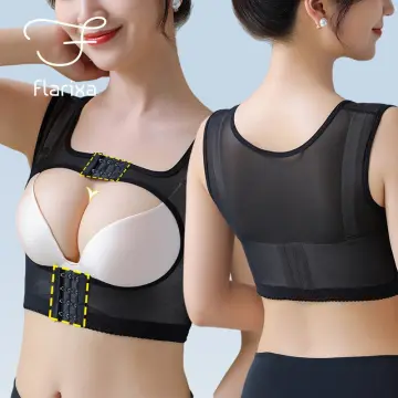Women Post-Surgery Shaper Front Closure Bra Compression Posture Corrector  Crop Top with Breast Support Band