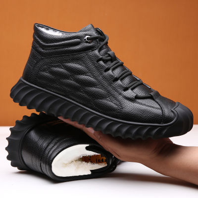 men Casual ankle Boots High Quality Warm Men Shoes Fashion Male Shoes plush Winter Snow Boots Waterproof Working Shoes men