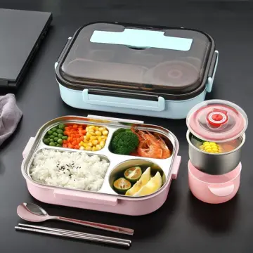 304 Stainless Steel Divided Lunch Box, Portable & Insulated For Children,  Students, And Office Workers