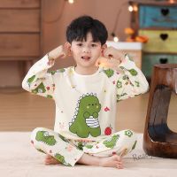 【Ready Stock】 ◘♝✟ C22 Childrens Pajamas Boys Girls Long-Sleeved Cartoon Homewear Spring Autumn Baby Cute Suit