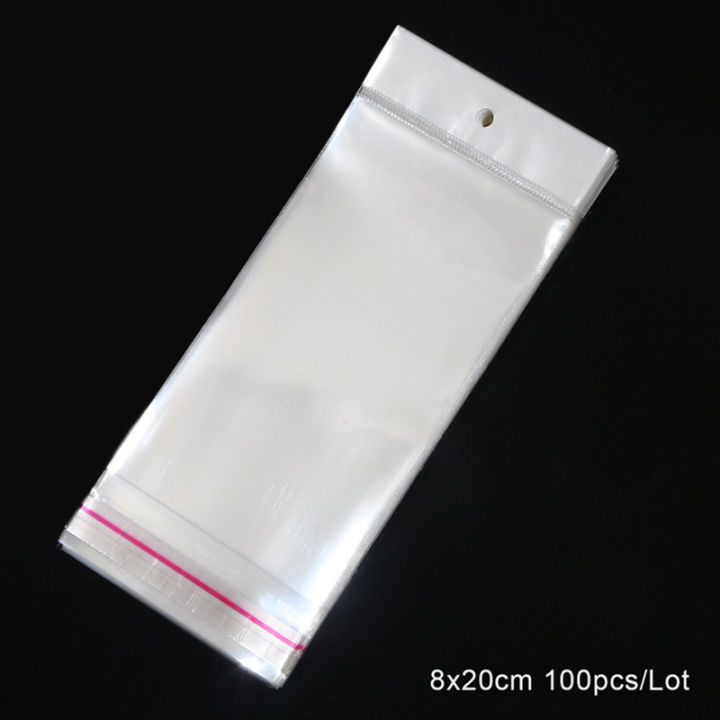 shiqinbaihuo-กระเป๋าใส่ของขนาดเล็กพลาสติกใสแบบปิดผนึกได้100ชิ้นสำหรับจัดเก็บเครื่องประดับสร้อยข้อมือแหวน
