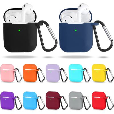 TPU Case Cover with Secure Lock Keychain Protective Silicone Cover Compatible with AirPods 2/1 Earphones (AirPods Not Included)