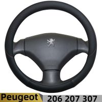 【YF】 100  DERMAY Brand Leather Sport Car Steering Wheel Cover Non-slip for Peugeot 206 207 307 Auto Accessories