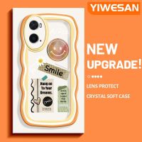 YIWESAN เคสสำหรับ OPPO เคส A36 A96 A76ลายการ์ตูน Keep Smiling ดีไซน์ใหม่ขอบครีมโปร่งใสลายกล้องถ่ายรูปเคสมือถือนิ่มฝาครอบป้องกันอ่อนโยนแบบเรียบง่าย