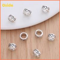 OSIDE 100pcs เงินโบราณ ลูกปัดกั้นคอลัมน์ รูใหญ่ๆ โลหะผสมอัลลอยด์ ลูกปัดหลอดกลม ลูกปัดเน้นเสียง 8mm คะ ลูกปัด rondelle กำไลข้อมือสร้อยข้อมือ