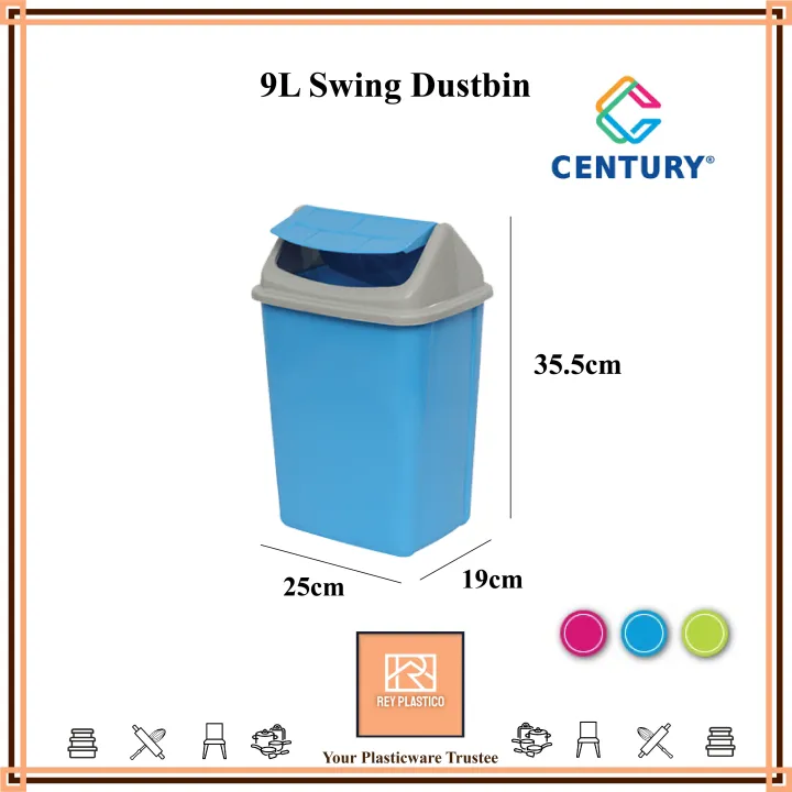 9L Century Swing Dustbin 1015 / Flip Top Dustbin / Garbage Bin / Tong