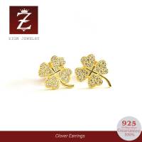 Zign Jewely ต่างหูเงินแท้925เพชร ดอกโคเวอร์