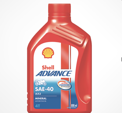 SHELL น้ำมันเครื่องมอเตอร์ไซค์ 4T ADVANCE AX3 SAE40 0.8 ลิตร